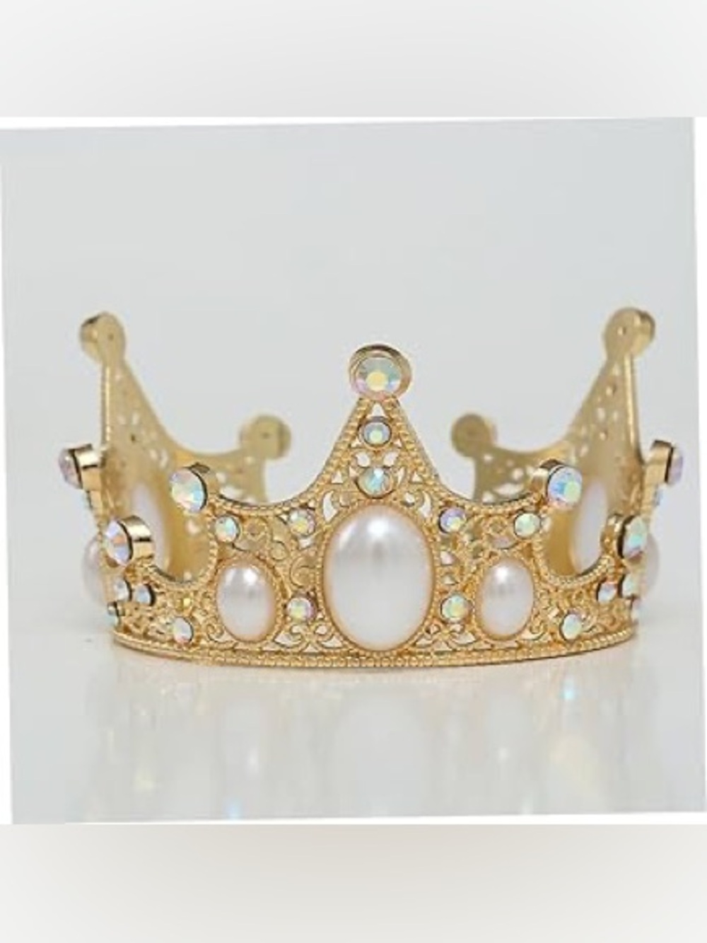 Small Gold Pearl and Crystal Crown Tiara - Cake Topper - Newborn Photoshoot